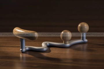 RUJZ DESIGN Fogas - 128 mm - ON 2015 - Matt króm - Világos bükkfa - Zamak fém ötvözet - Fa