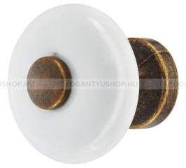 HAFELE Gomb fogantyú - 1 furatos - 130.51 - Fehér - Sötét antik barna - Zink fém ötvözet - Porcelán