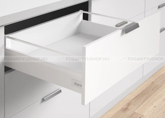 HARN RITMA CUBE M - Duplafalú fémoldalas fiók kerek oldalkorláttal 83x450mm, max. 35kg