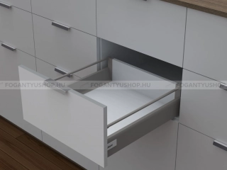 HARN RITMA CUBE M - Duplafalú fémoldalas fiók kerek oldalkorláttal 83x270mm, max. 35kg