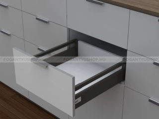 HARN RITMA CUBE M - Duplafalú fémoldalas fiók szögletes oldalkorláttal 83x600mm, max. 60kg