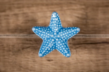 TOMURCUK Gyerek fogantyú tengeri csillag Y-006 - 1 furatos - Fényes króm - Kék - Zamak fém ötvözet - Porcelán