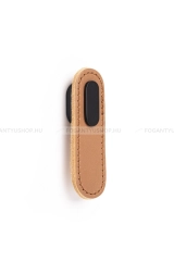VIEFE Fogantyú OBLONG - 1 furatos - Festett fekete - Világosbarna bőr - Zamak fém ötvözet - Bőr