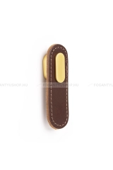 VIEFE Fogantyú OBLONG - 1 furatos - Barna bőr - Szálcsiszolt arany - Zamak fém ötvözet - Bőr