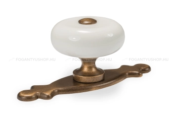RUJZ DESIGN Gomb fogantyú - 1 furatos - 114.30 - Antik patina barna - Festett fehér - Zamak fém ötvözet - Műanyag