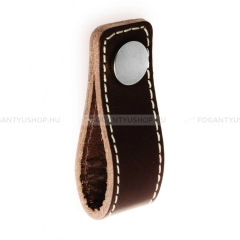 RUJZ DESIGN Fogantyú - 1 furatos - 855.25 - Fényes króm - Sötétbarna bőr - Zamak fém ötvözet - Bőr