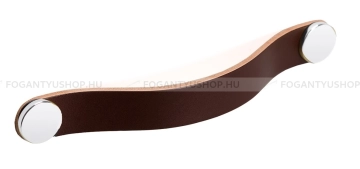 VIEFE Fogantyú FLEXA HANDLE - Fényes króm - Barna bőr - Zamak fém ötvözet - Bőr