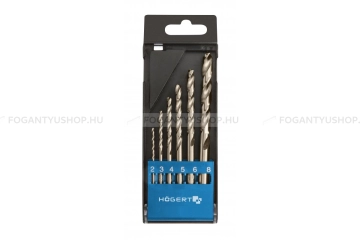 HÖGERT HT6D186 Fúrószár készlet fémhez 6db-os - DIN 338 - M2 gyorsacél - 2, 3, 4, 5, 6, 8 mm