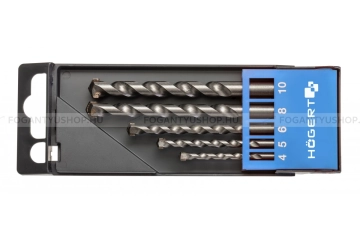 HÖGERT HT6D378 Fúrószár készlet betonhoz, téglához 5db-os - CrV, volfrám-karbid penge - 4, 5, 6, 8, 10 mm