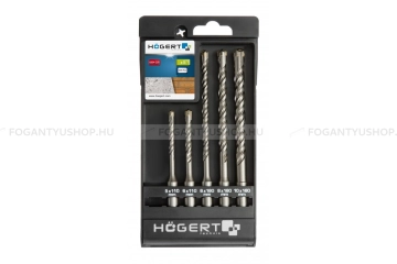 HÖGERT HT6D370 SDS-Plus fúrószár készlet betonhoz, téglához 5db-os - HSS gyorsacél - 5, 6, 6, 8, 10 mm